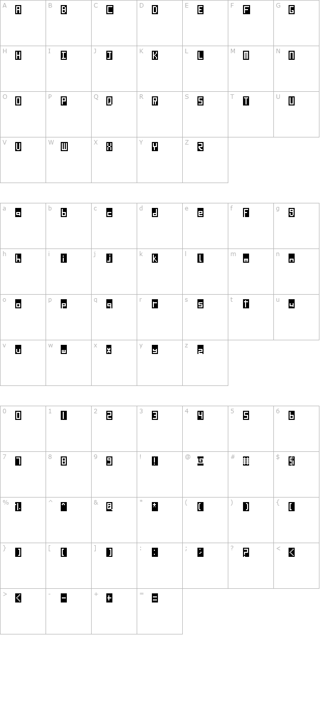 SD LED Screen character map