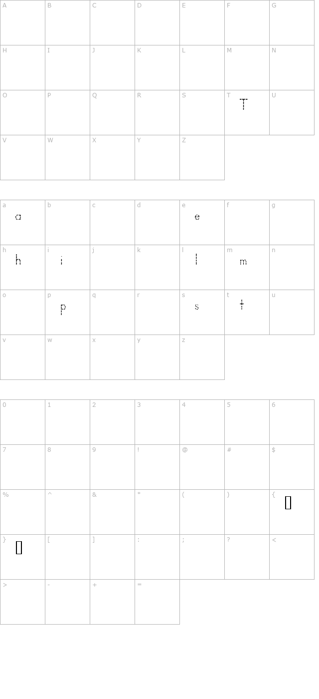 SD Manuscript Dashed S character map