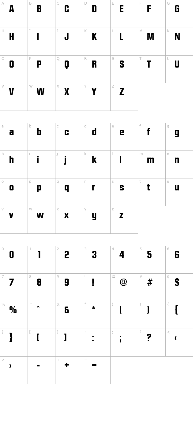 SeanBecker-ExtraBold character map