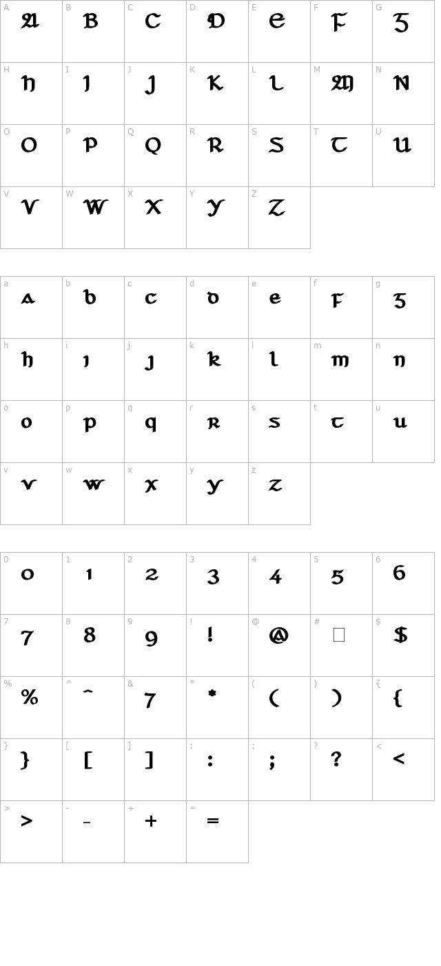 seanchlo-dubh character map