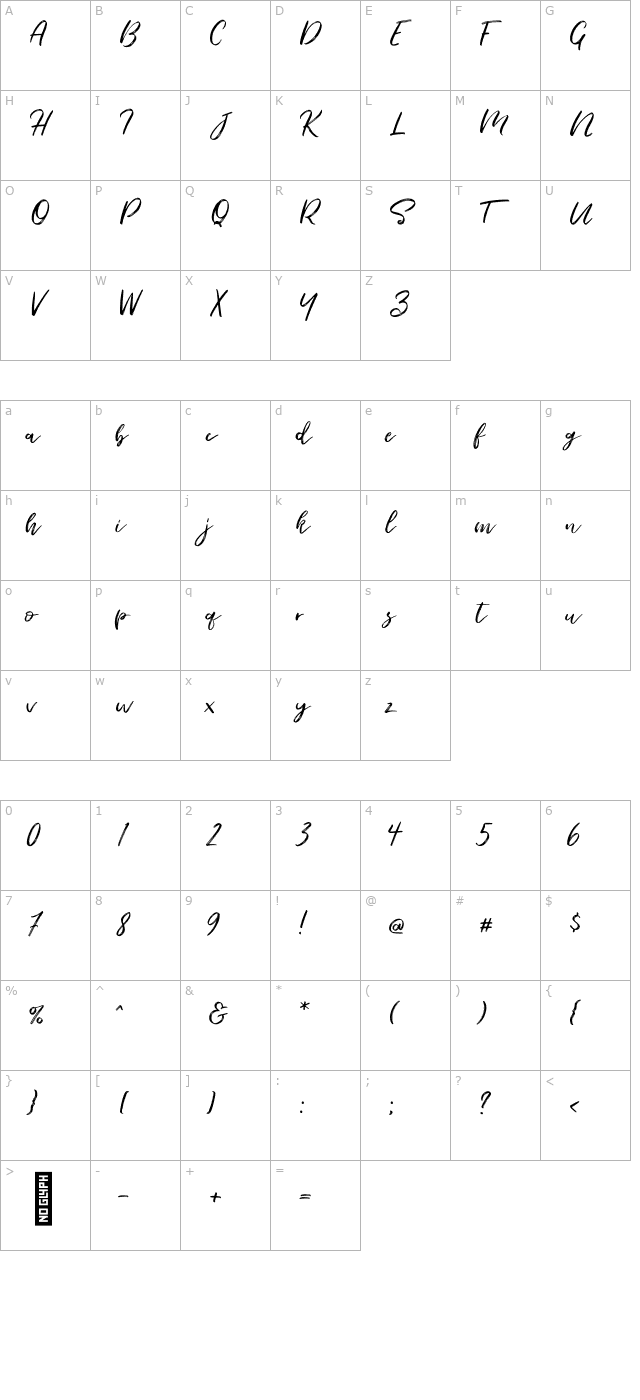 seaport-font character map