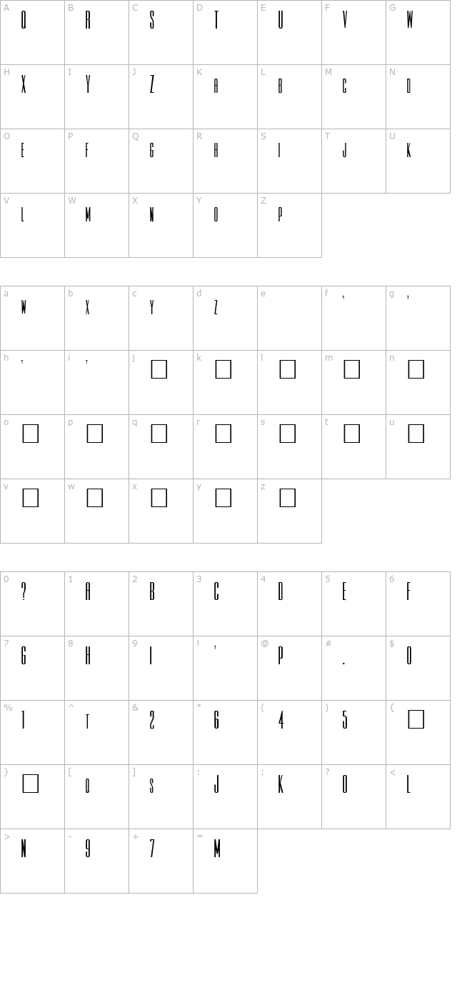 searchlight character map