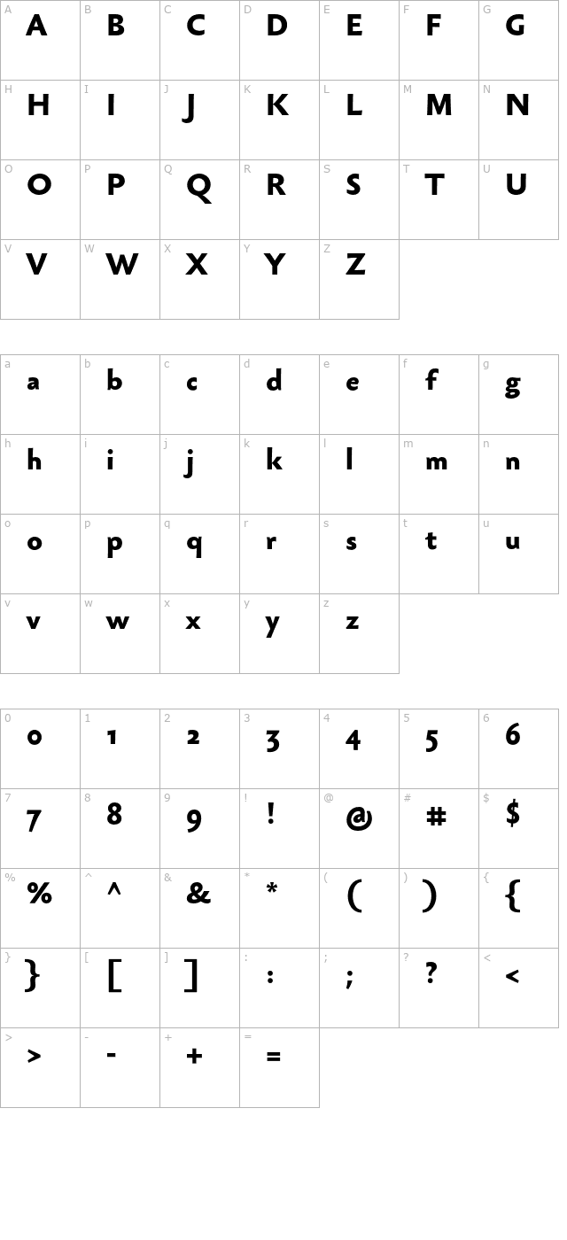 SebastianMedium-Bold character map