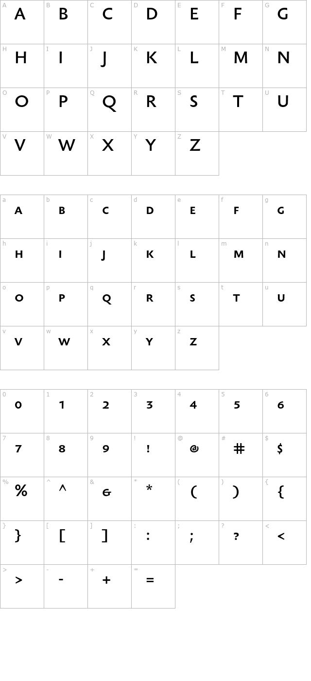 SebastianMediumSC character map