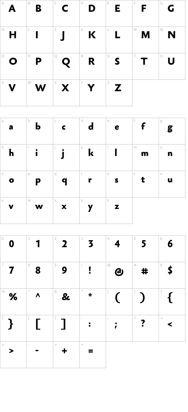 SebastianMediumUCF-Bold character map