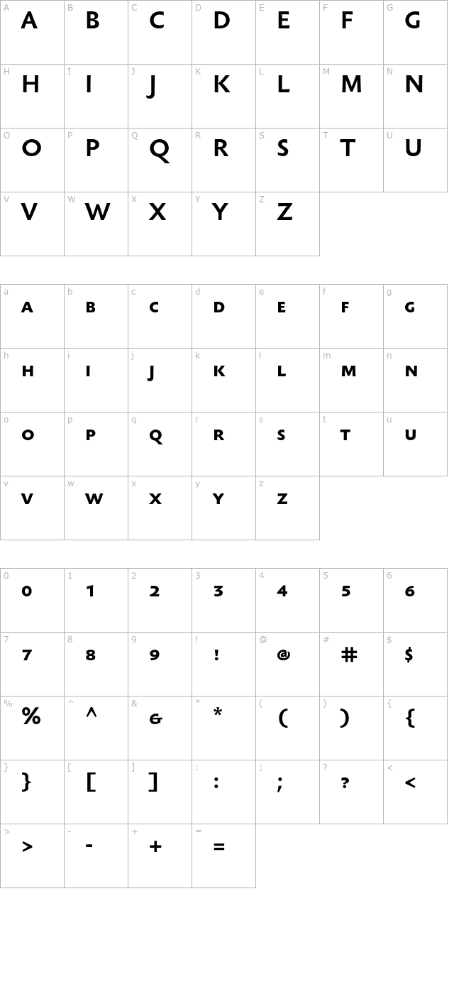 sebastiantextsc-bold character map