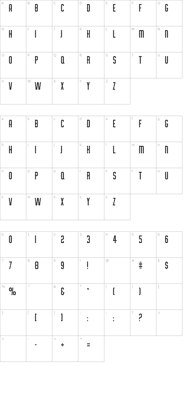 Section CG Bold Cond character map