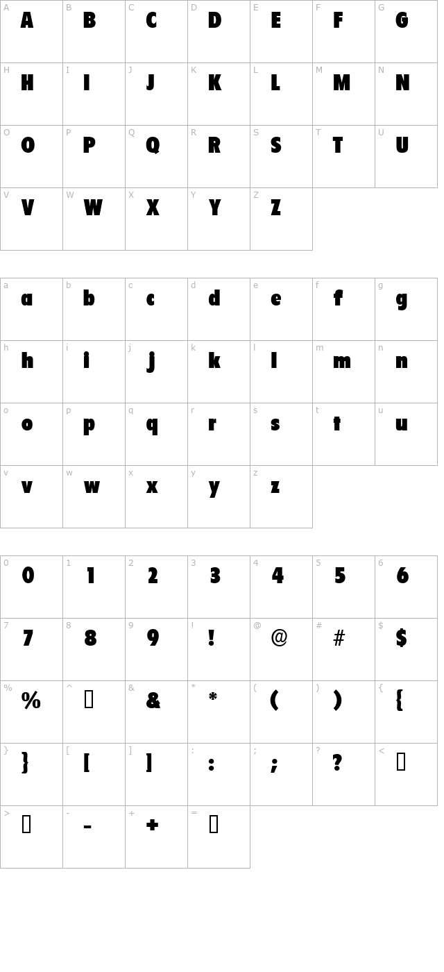 SeighDisplaySSK character map