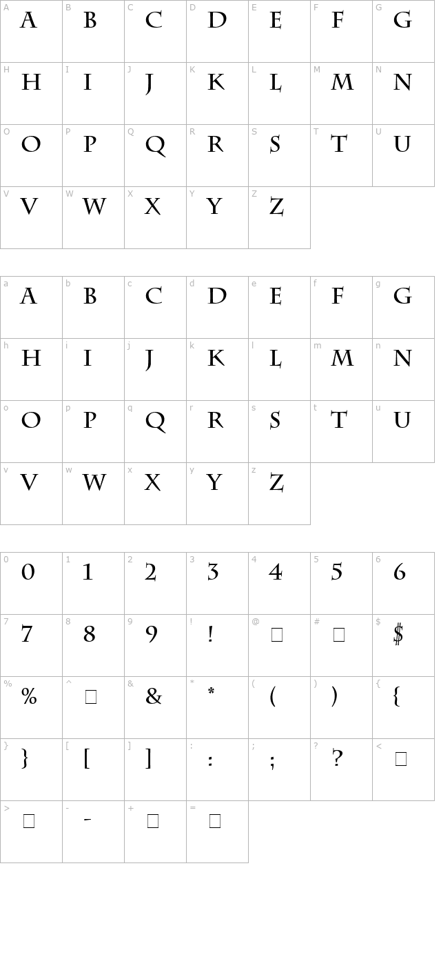 Senatus SSi Bold character map