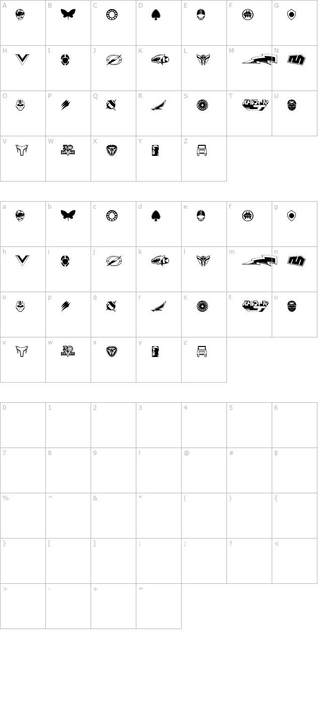 sentai-30-dingbats character map