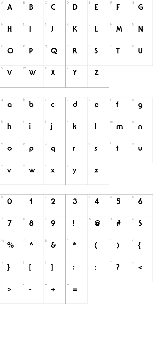 SerenadeTwoExtrabold-Regular character map