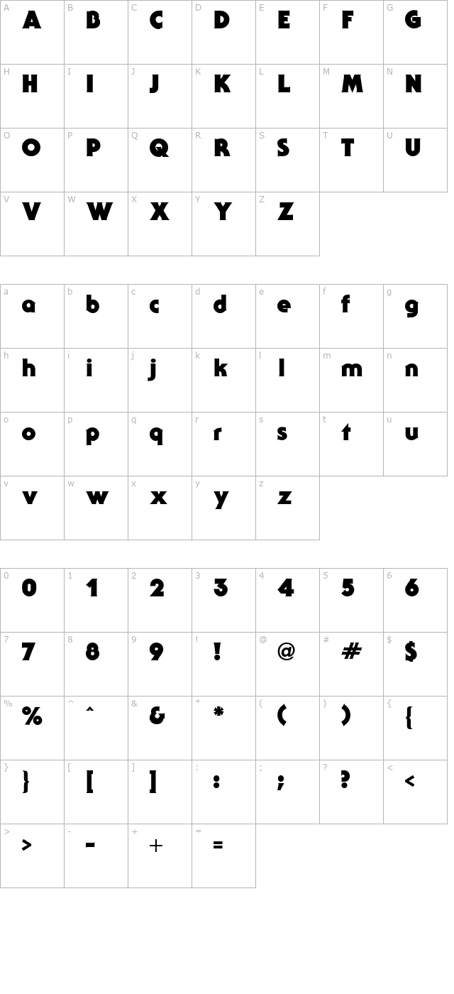 serif-gothic-black-regular character map