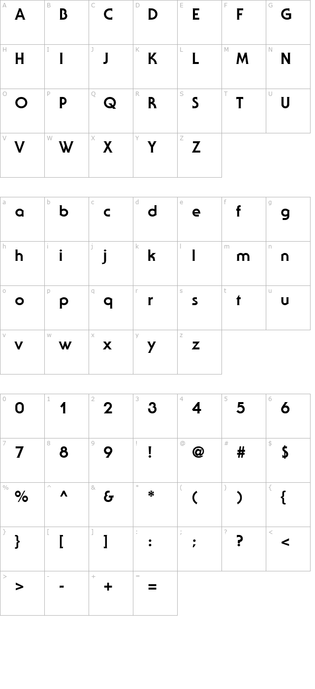 SerifGothic-ExtraBold character map