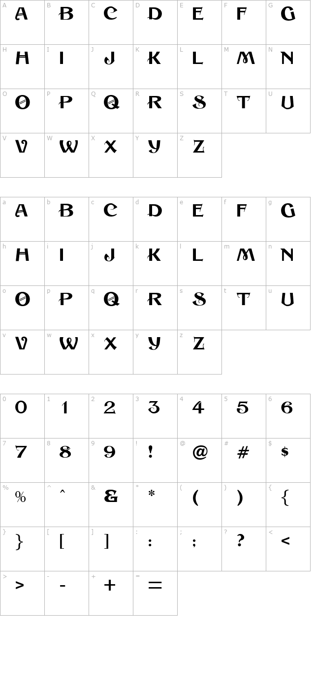 Sesame Regular character map