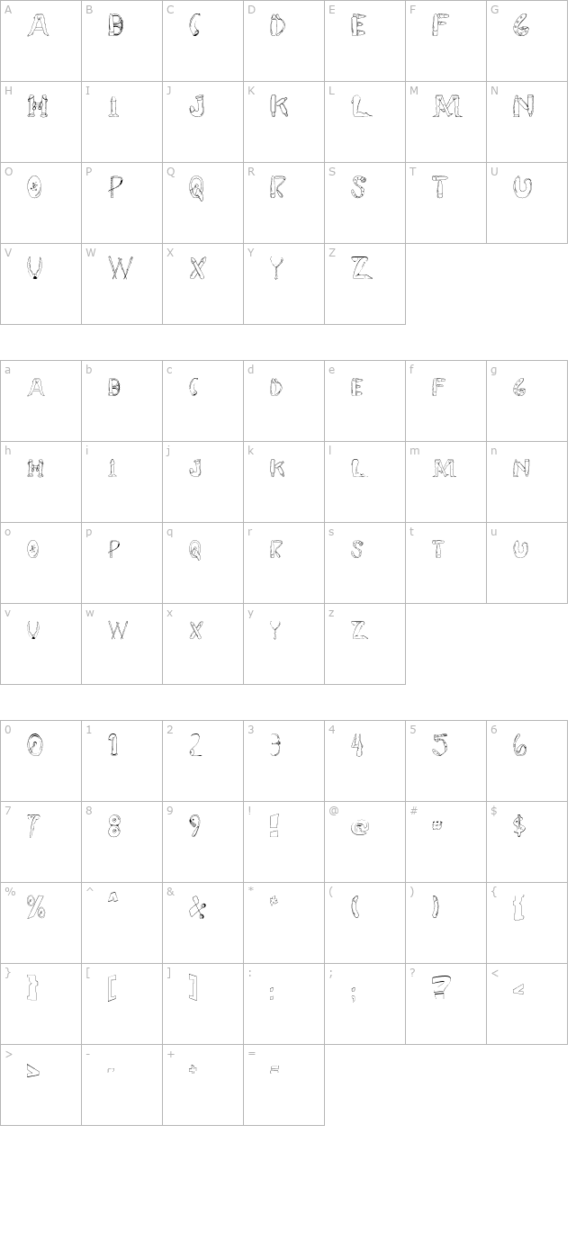 SEX FONT character map