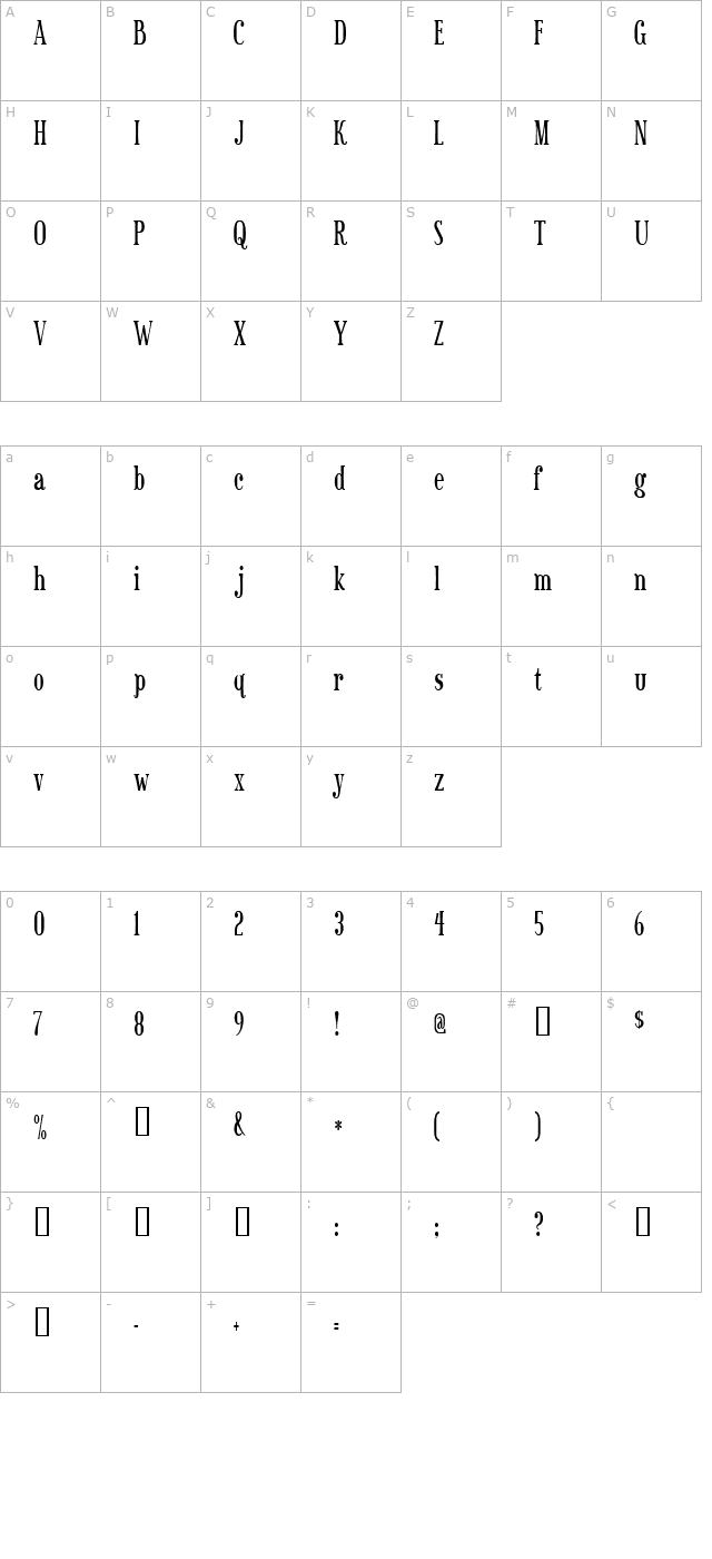 Sexsmith character map