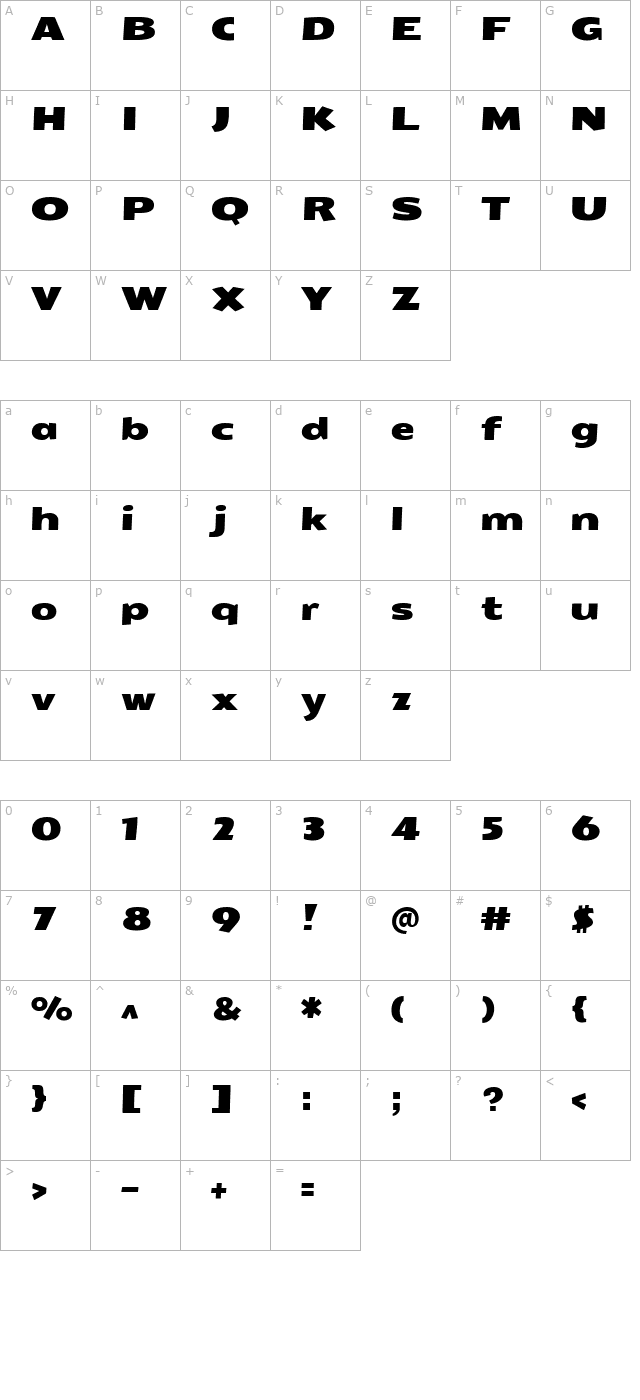 seymour-one character map