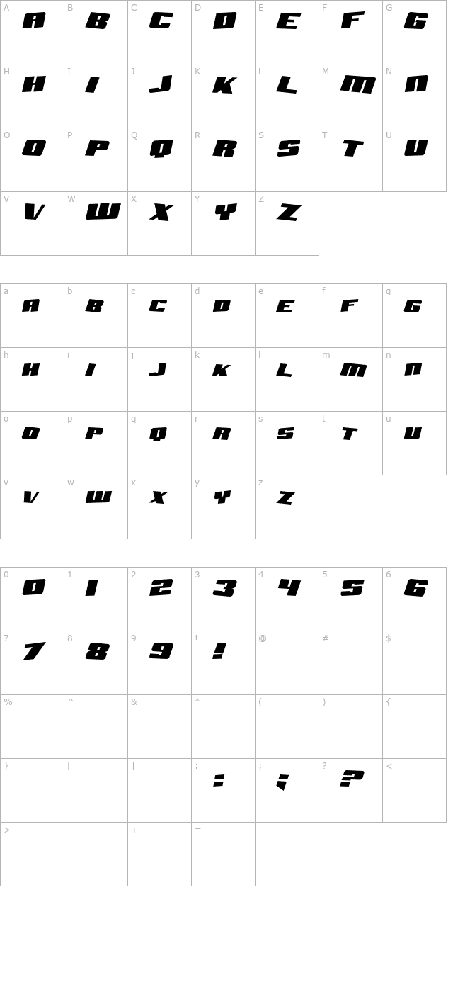 sf-aftershock-debris-solid-italic character map