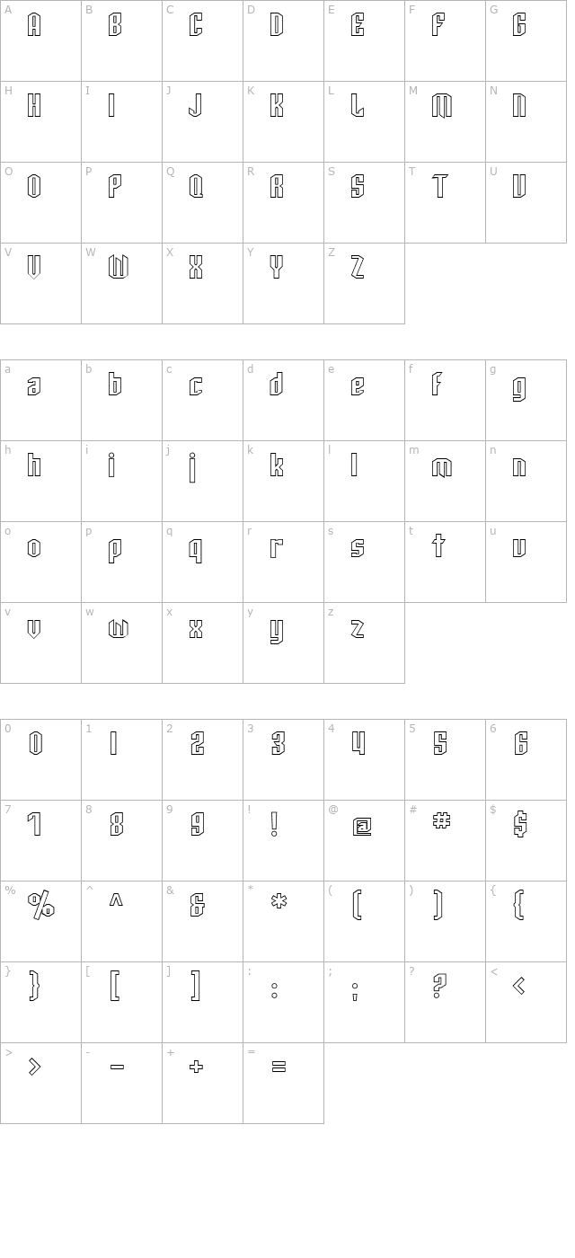 SF Archery Black Outline character map