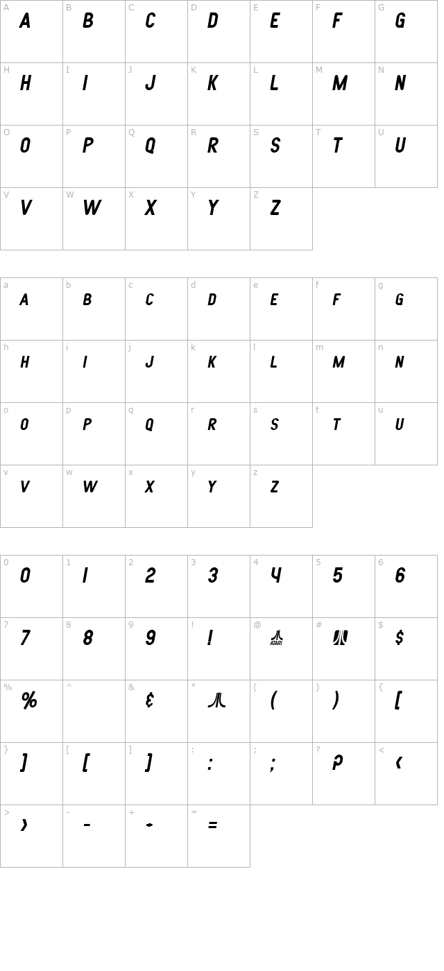 sf-atarian-system-bold-italic character map