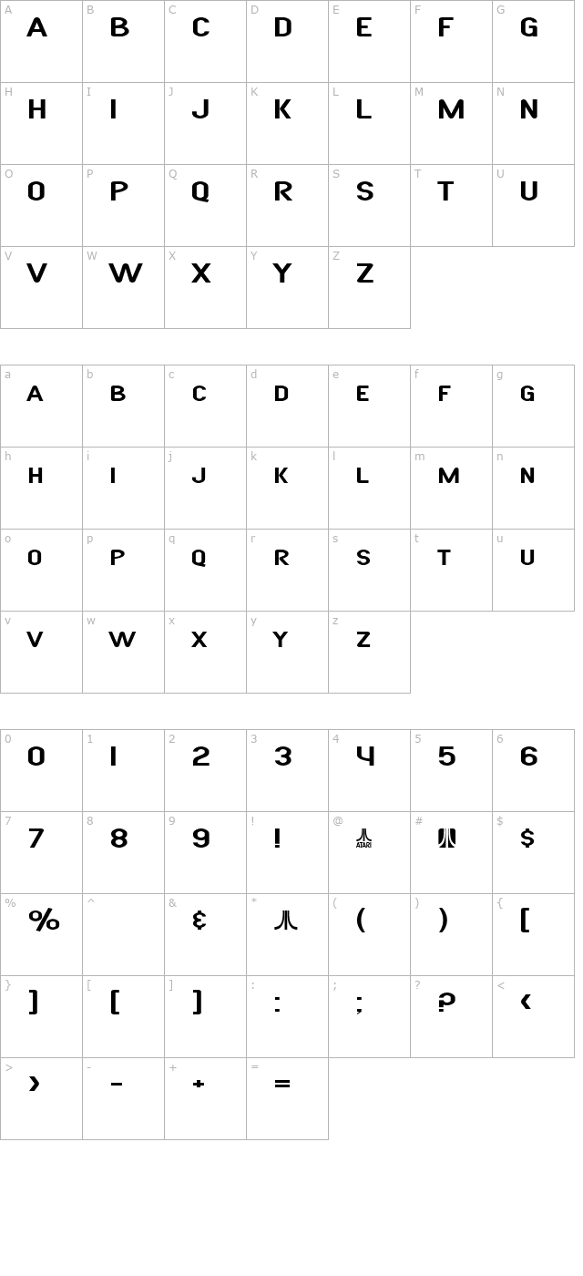 SF Atarian System Extended character map