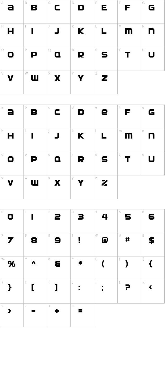 SF Automaton Bold character map