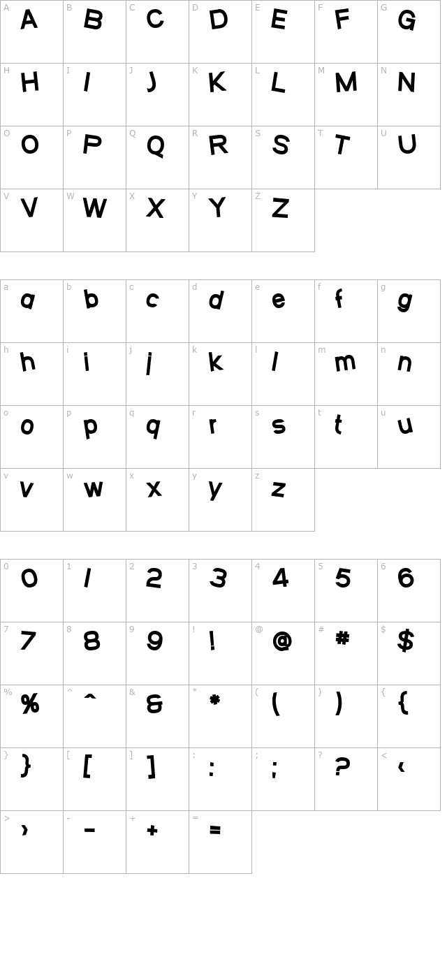 SF Beaverton Heavy character map