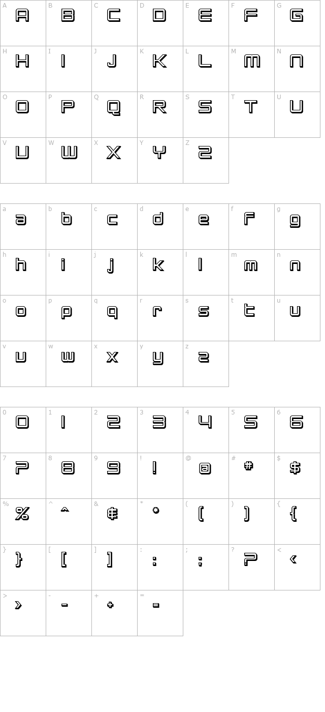 SF Chromium 24 Bold character map