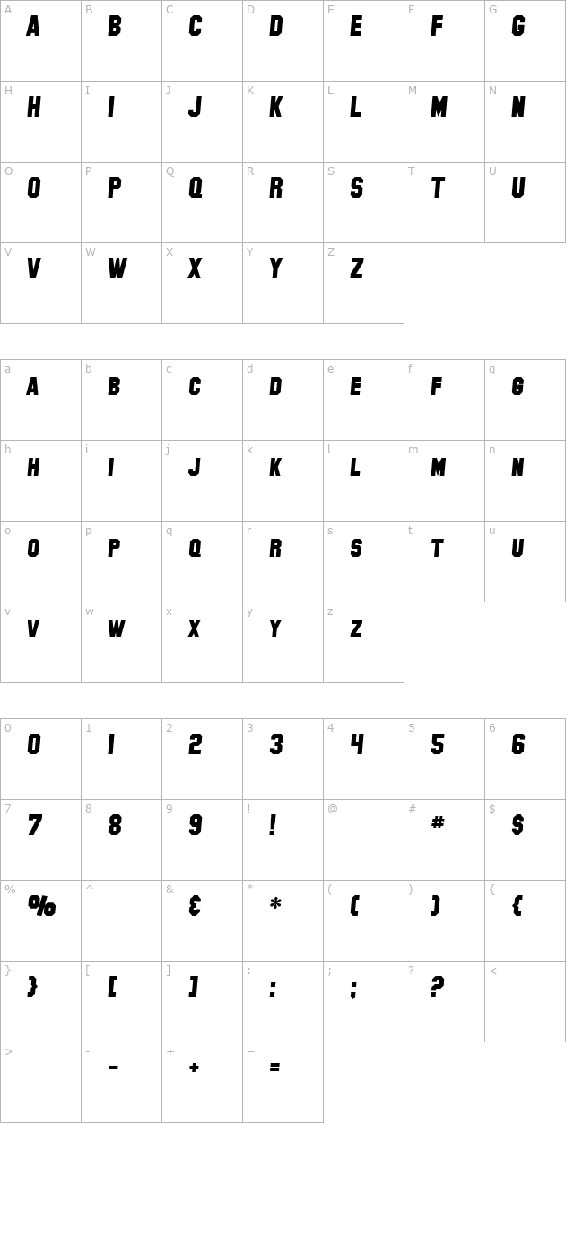 sf-collegiate-solid-bold-italic character map