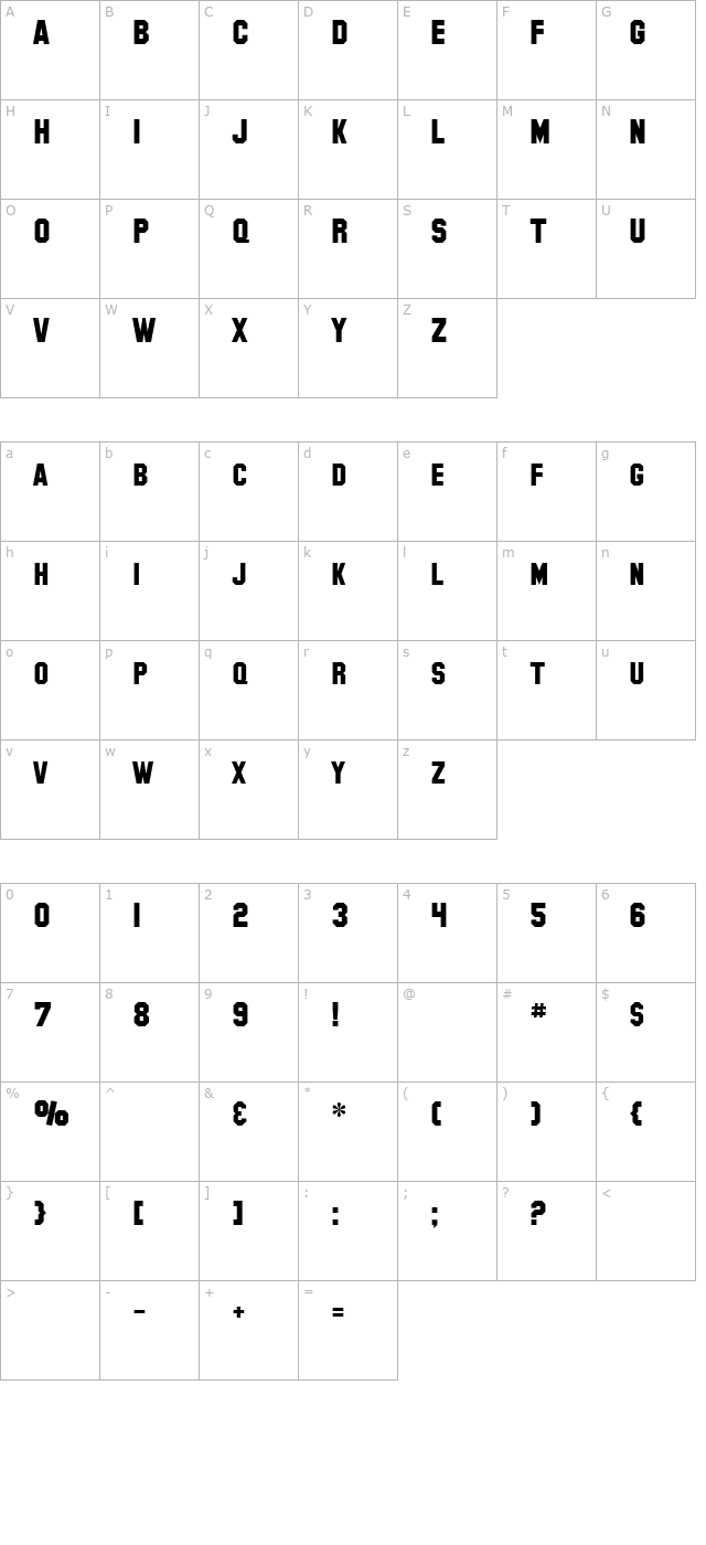 SF Collegiate Solid character map