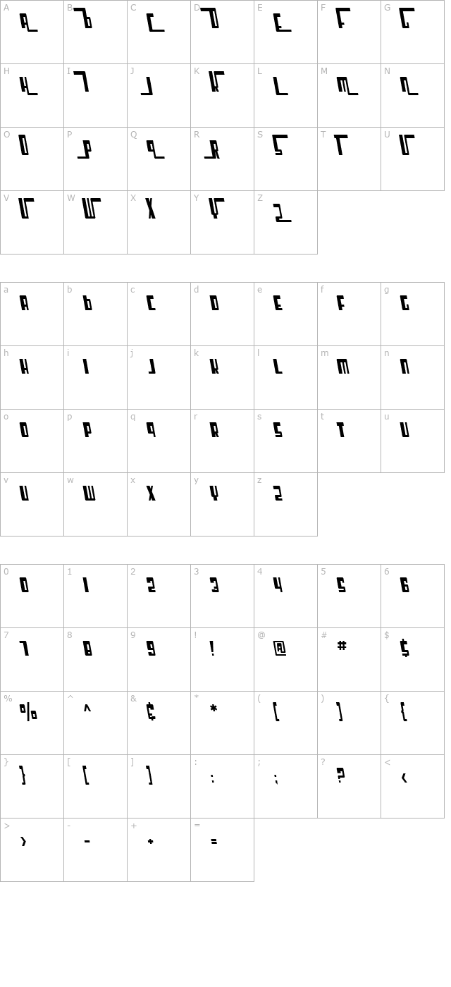 SF Cosmic Age Condensed Oblique character map