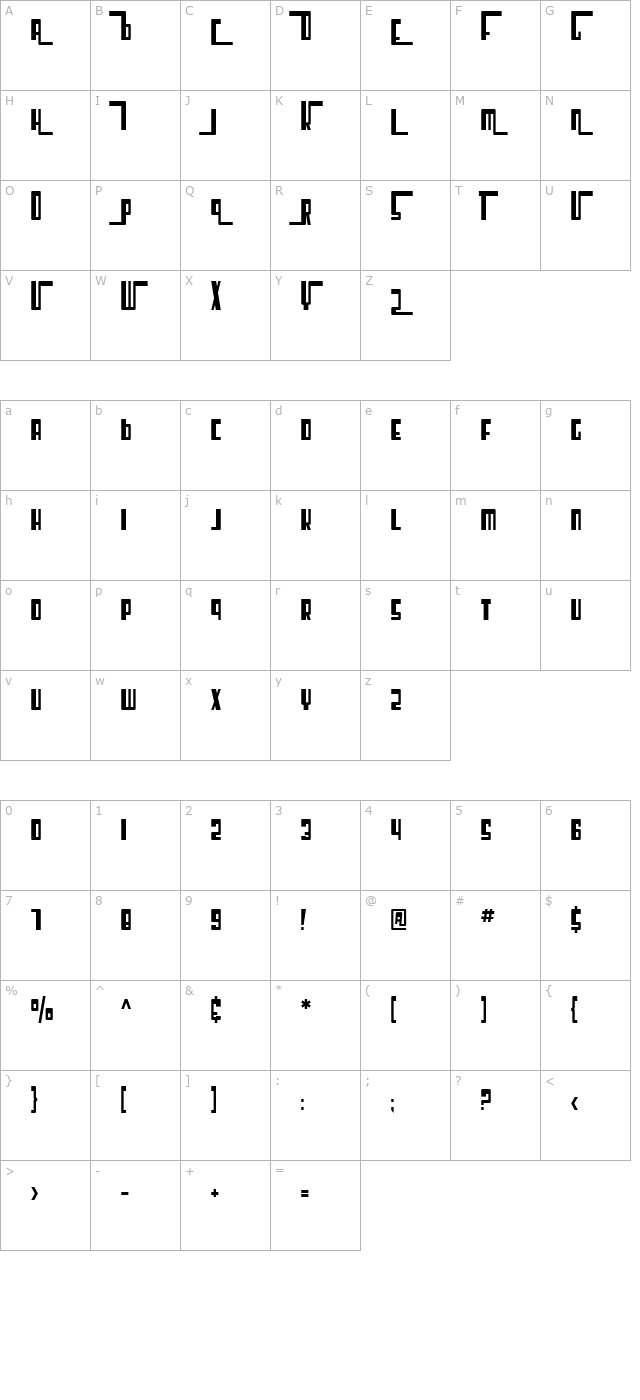 SF Cosmic Age Condensed character map