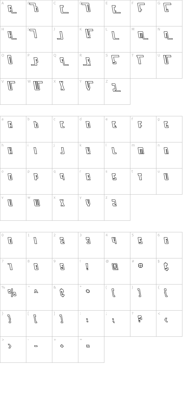 sf-cosmic-age-outline-oblique character map