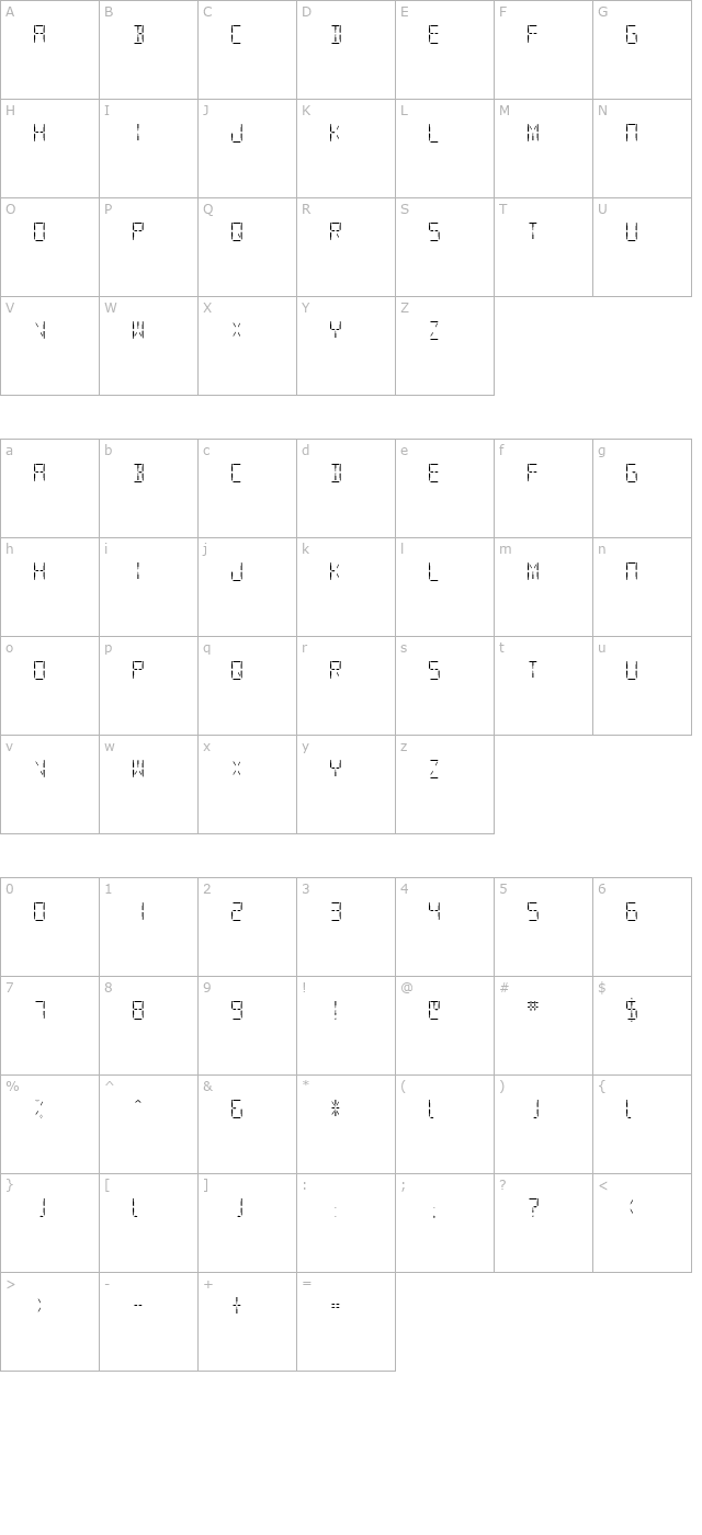 sf-digital-readout-light character map