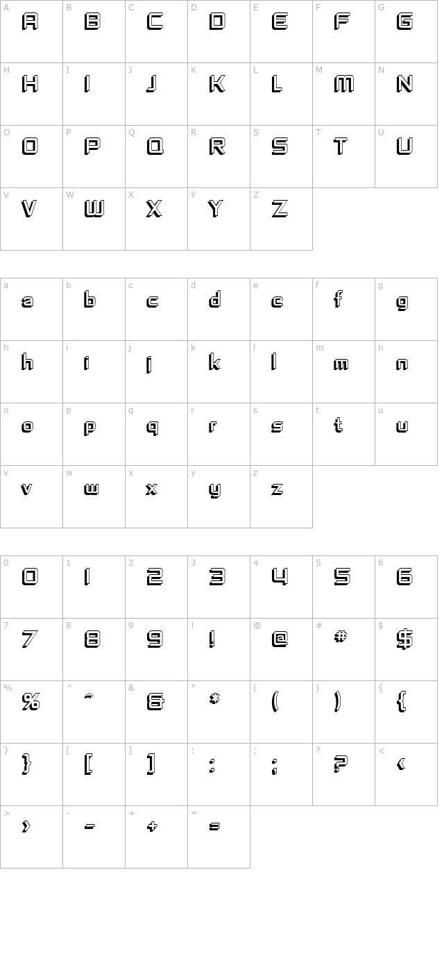 SF Fedora Titles Shadow character map