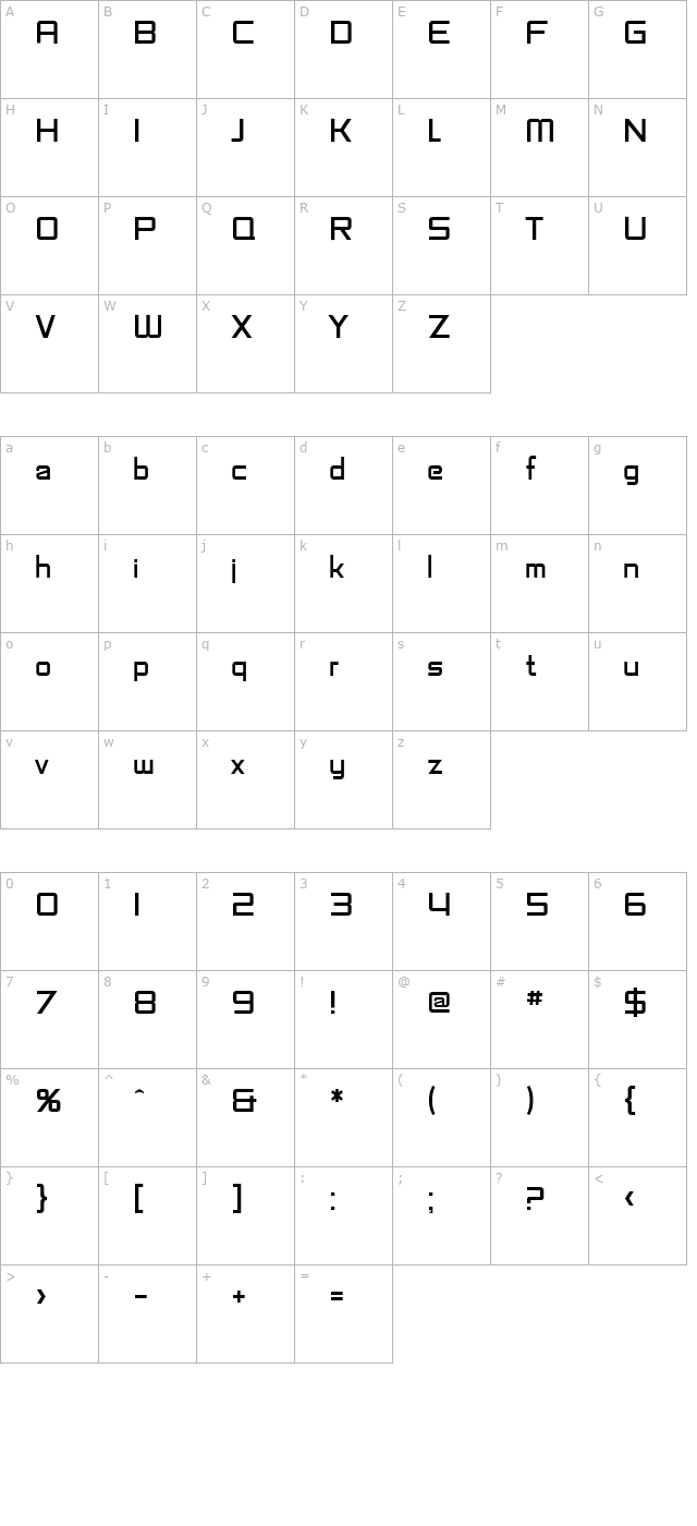 SF Fedora Titles character map