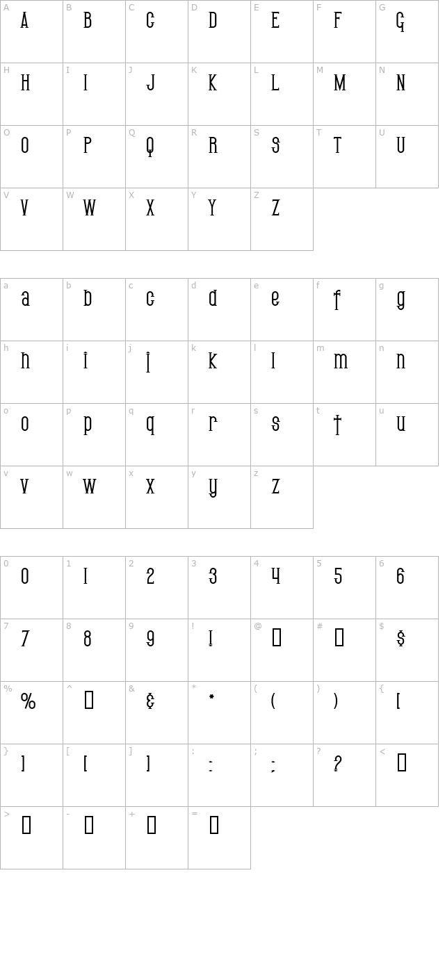 SF Gothican Bold character map