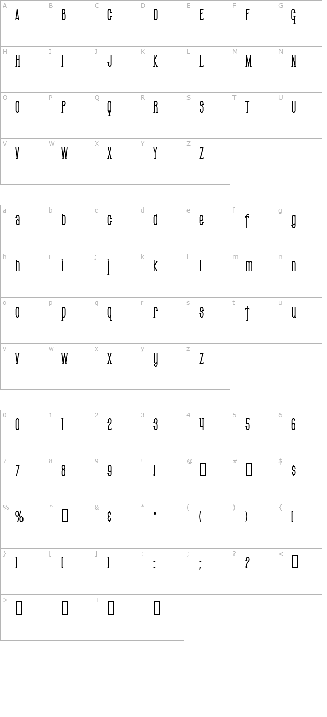 sf-gothican-condensed-bold character map