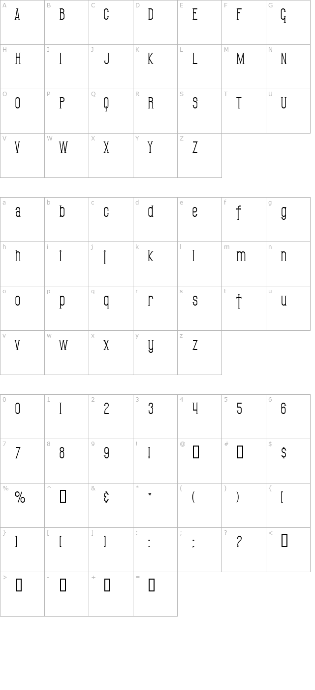 sf-gothican character map