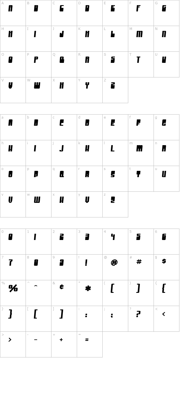 SF Groove Machine Bold character map