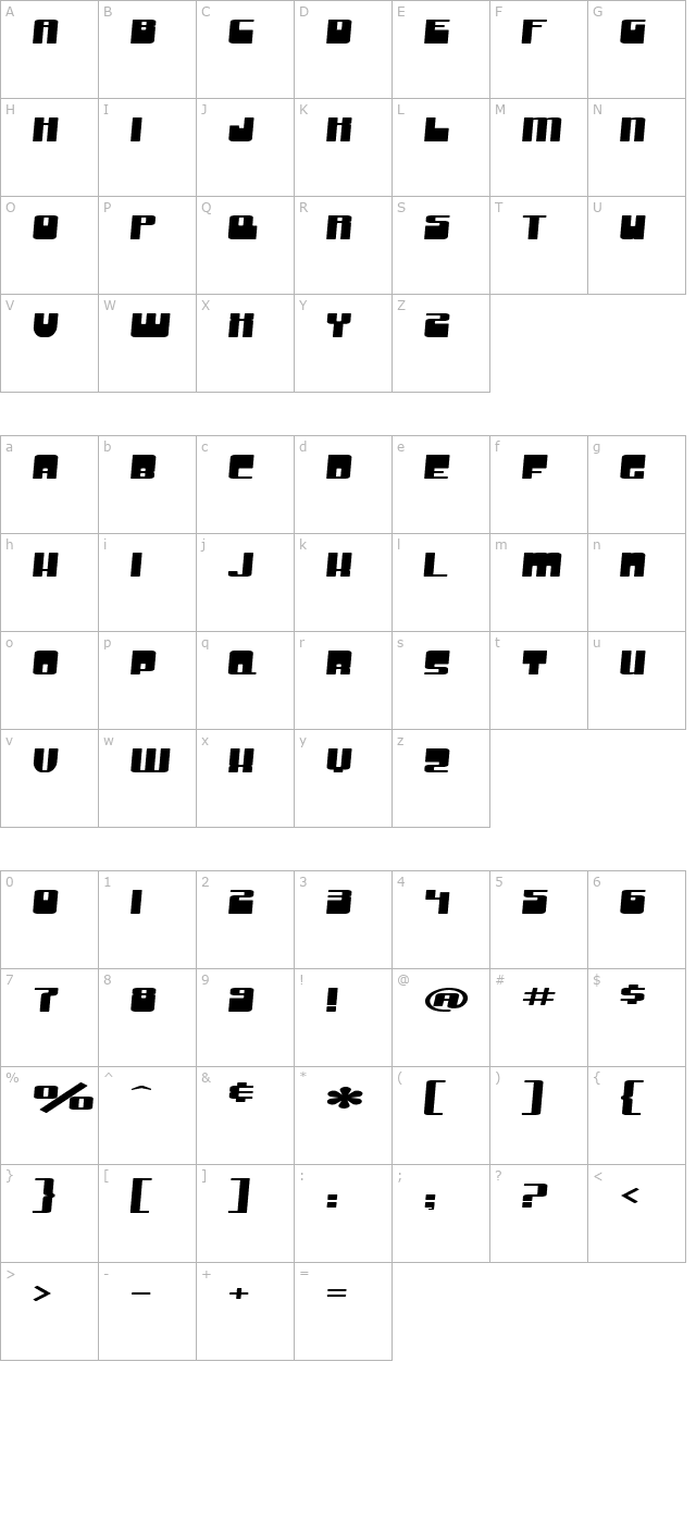 SF Groove Machine Extended character map