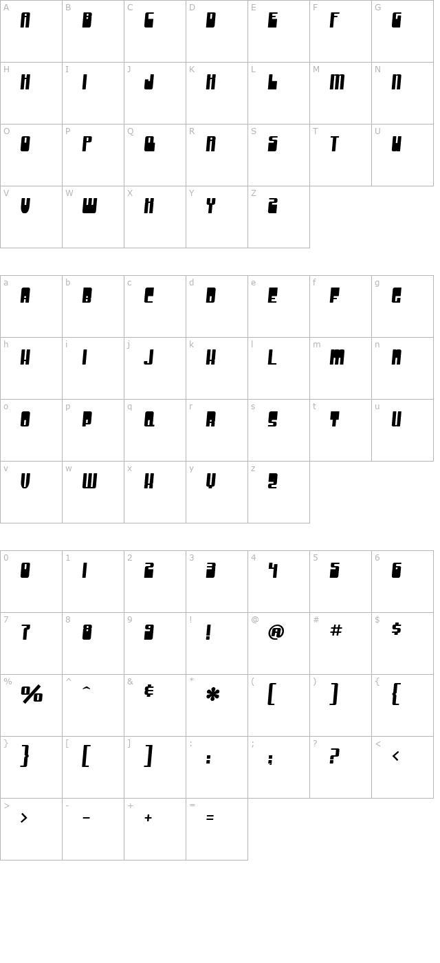 SF Groove Machine character map