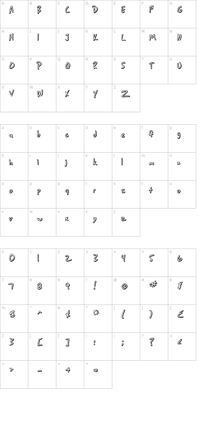 sf-grunge-sans-shadow character map