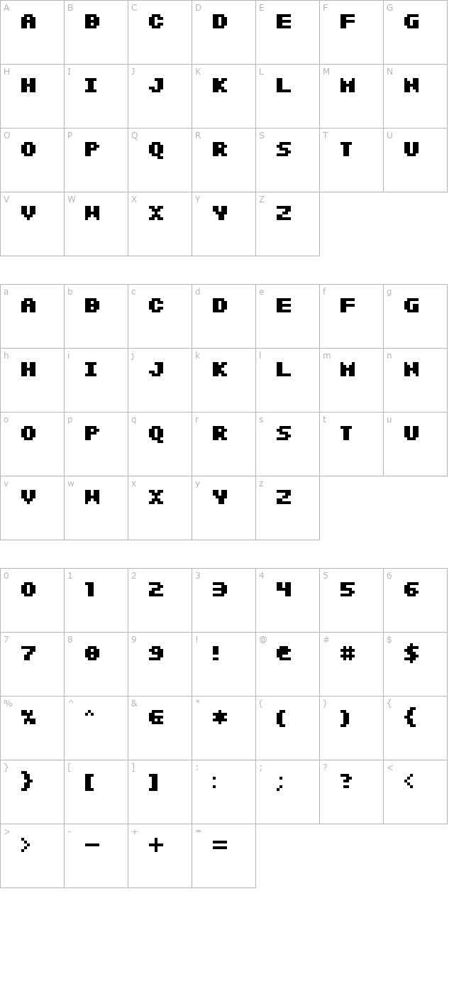 SF Intermosaic B Bold character map