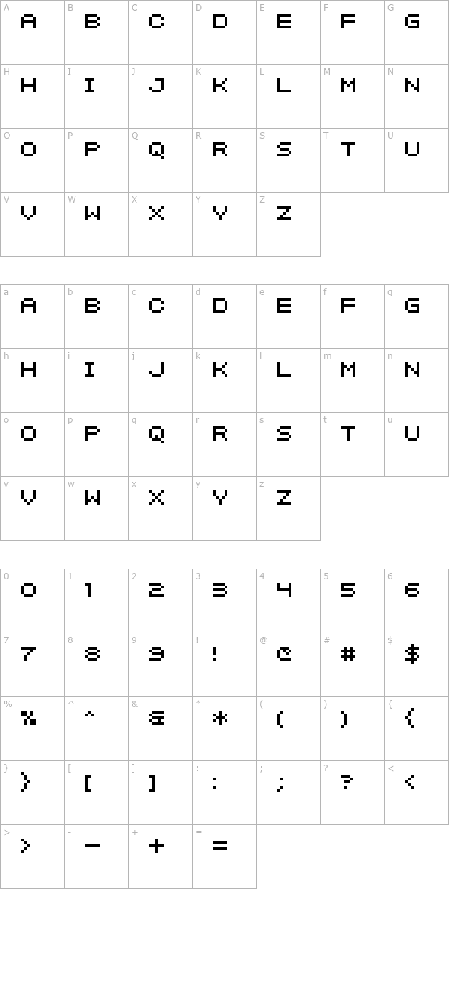 SF Intermosaic B character map