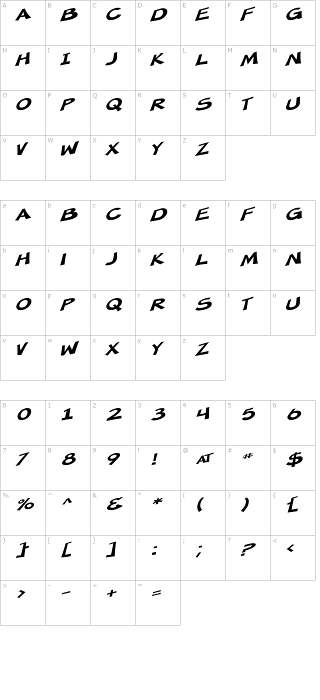 SF Minced Meat Extended Oblique character map