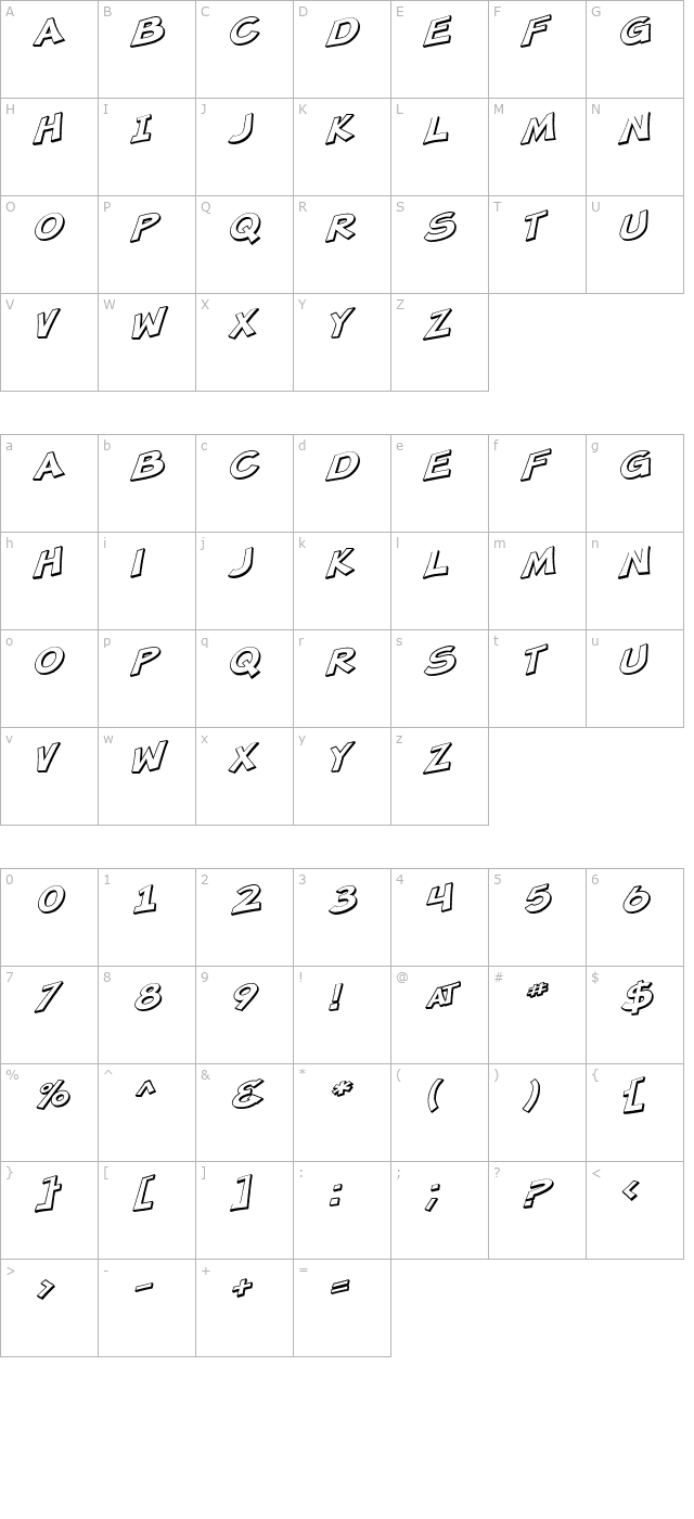 SF Minced Meat Shaded Oblique character map