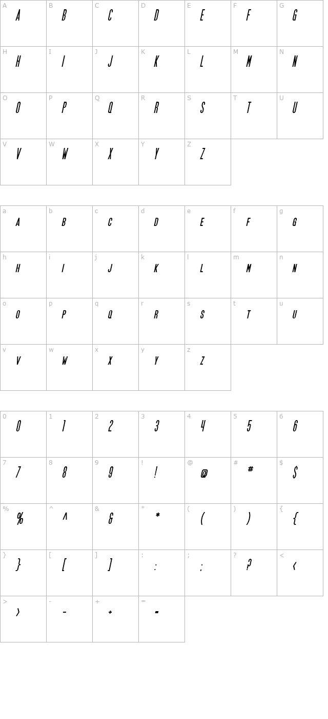 sf-movie-poster-bold-oblique character map