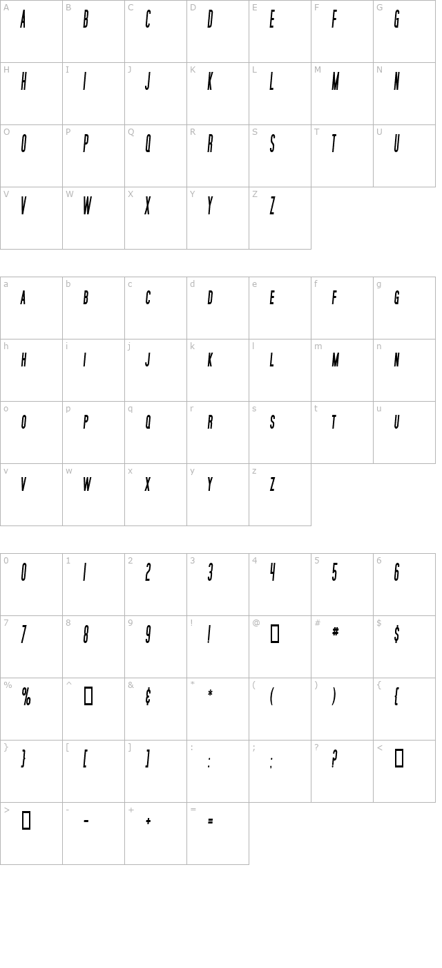 sf-movie-poster-condensed-bold-italic character map