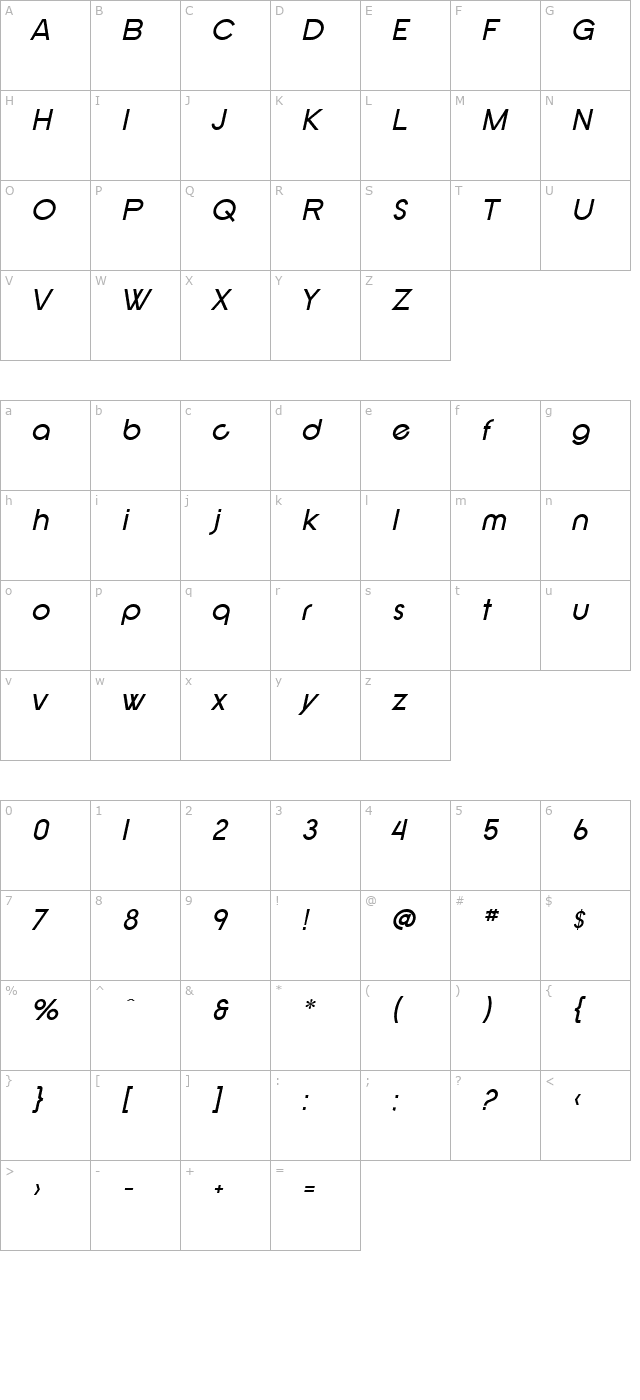 SF New Republic Italic character map